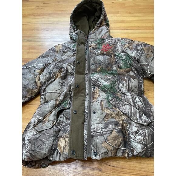 Realtree Hunting Puffer Jacket Mens L Brown Camouflage Long Sleeve Full Zip - Picture 8 of 11